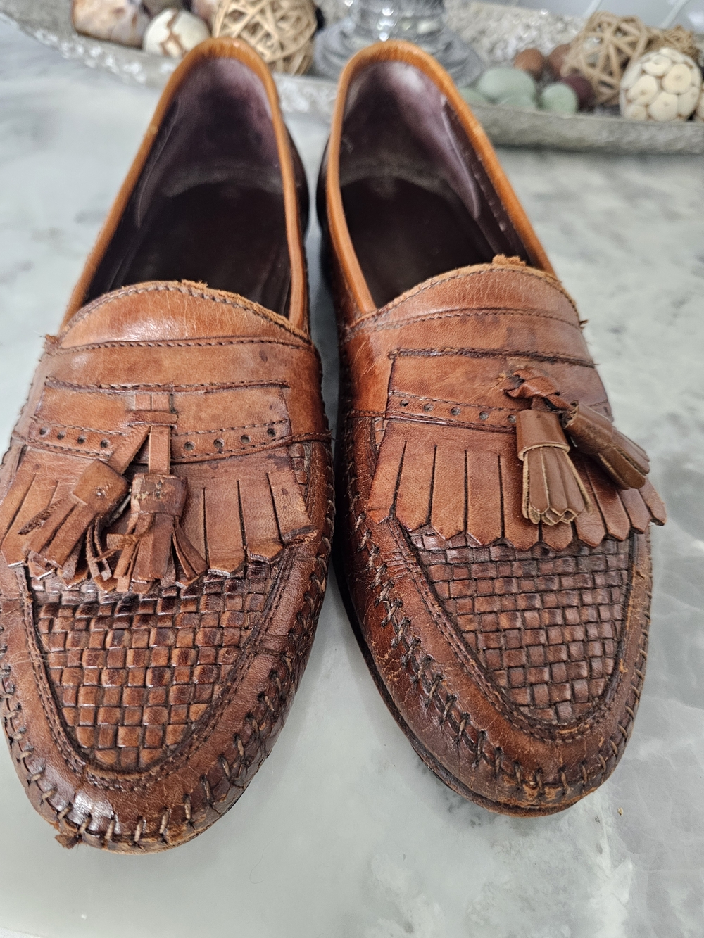 Florsheim Men's Brown Leather Tassel & Fringe Slip-On Loafers Dress Shoes Size 9